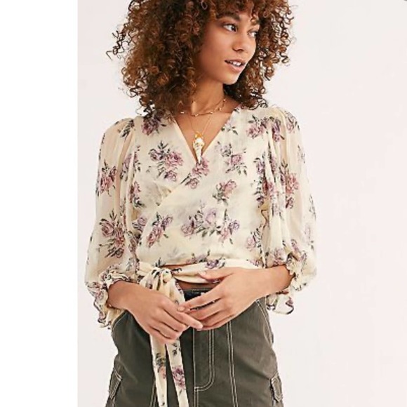 Gorgeous Romantic LoveShackFancy Silk Wrap Blouse Feminine, soft, & lightweight! - Picture 2 of 5